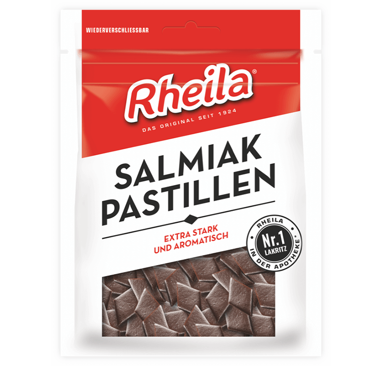 Rheila Salmiak-Pastillen mit Suessungsmitteln extra stark